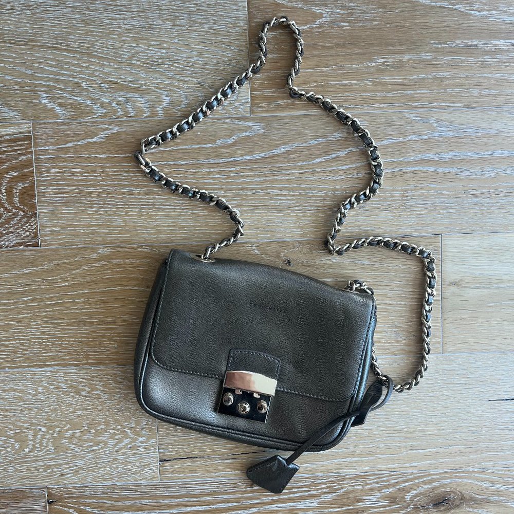 Coccinelle Gold Saffiano Leather Crossbody Bag Visit